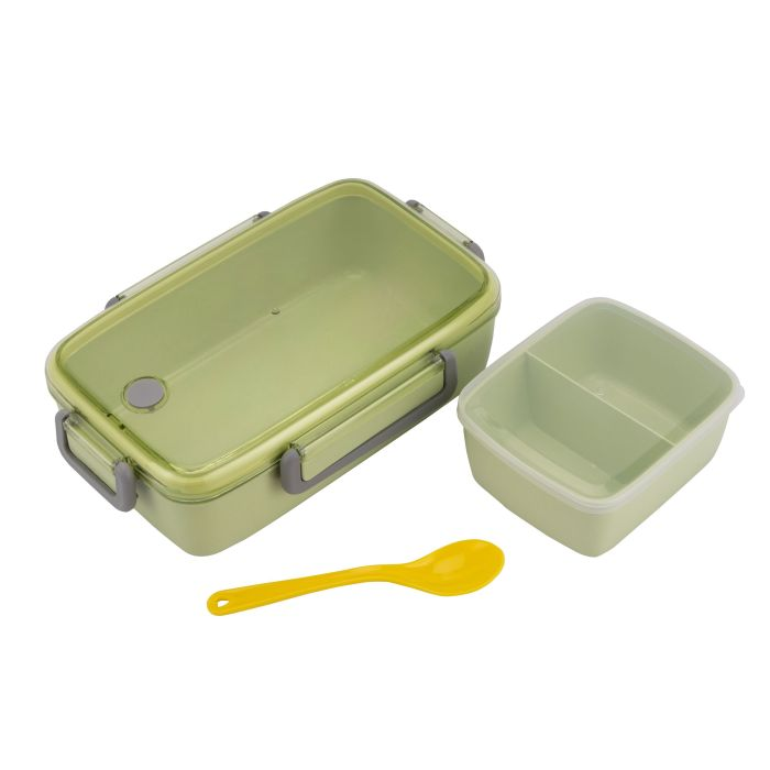 Royalford 950 ML Lunch Box With Cutlery- RF11125| Rectangular Box With Transparent Lid And Compartments| Plastic Tiffin For Kids And Adults For Schools And Offices