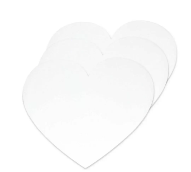 Pack of 3 Pieces Artmate Peelable Heart Shape Canvas Sticker, Self Adhesive Canvas, Primed White Colour - JISTJIPCS-8-5
