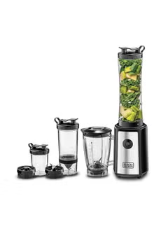 4-in-1 Compact Sports Blender and Smoothie Maker with Citrus Juicer & Grinder Mill 300 W SBX300BCG-B5 Black/Clear