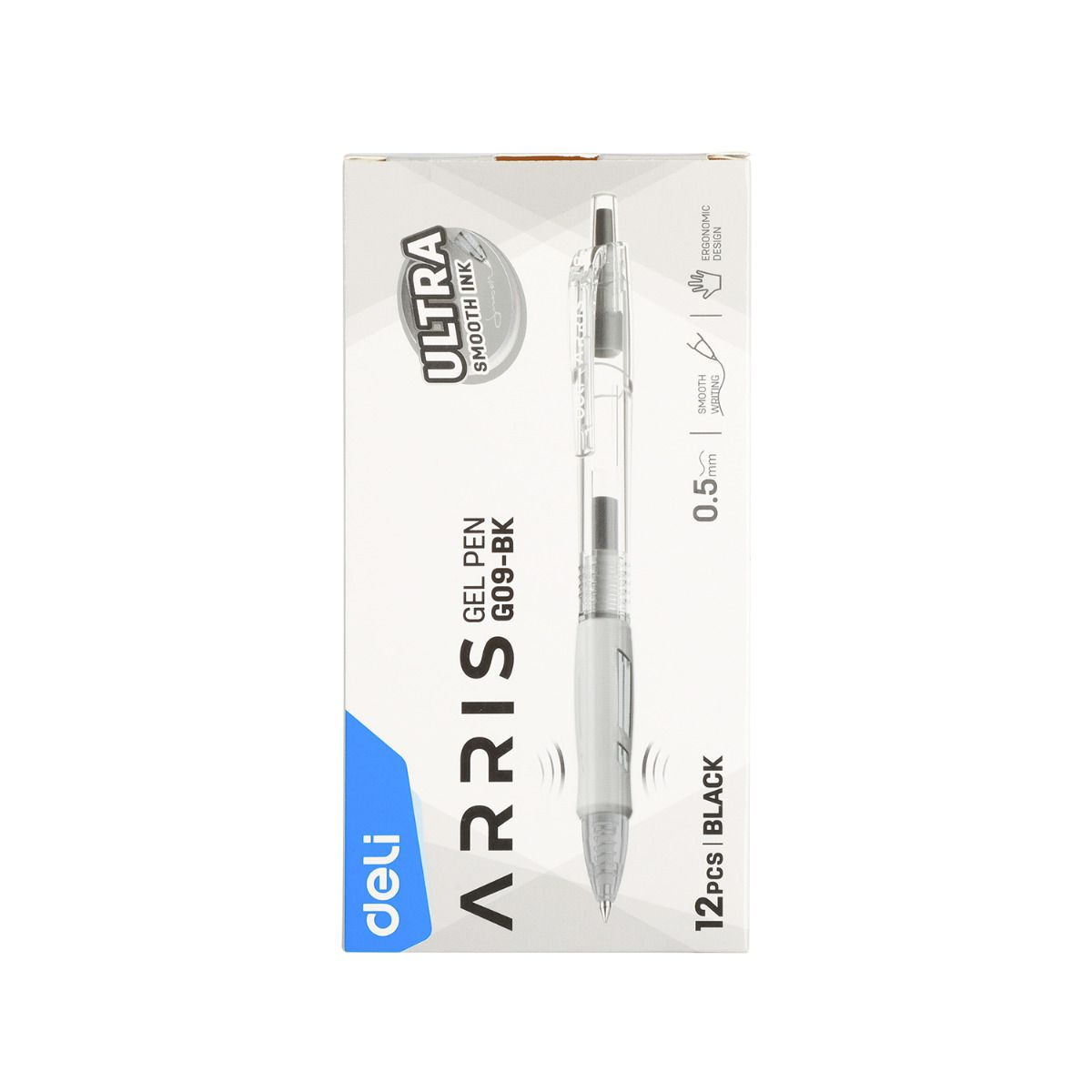 Deli 12PC Gel Pen Set 0.5mm Bullet tip BLUE EG09-BK