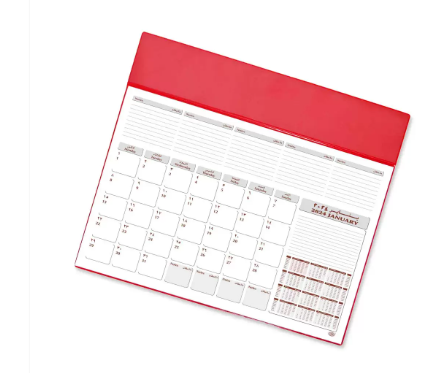 FIS Year Planner 2024 (Arabic/English) PVC Desk Blotter, Red - FSDK2AE24RE