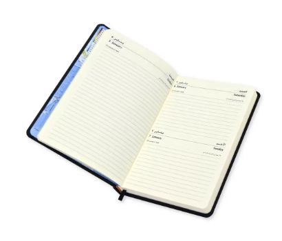 FIS Diary 2024 Arabic/English (Saturday & Sunday Combined) A5, Black - FSDI94AE24BK