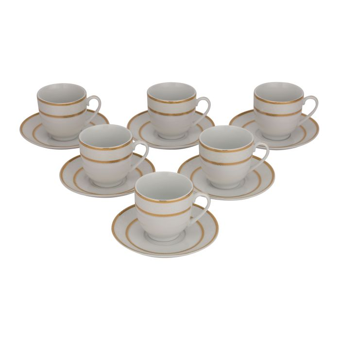 Cup & Saucer Set, Food Grade Material , 180ml Cup, RF10553 | Mocha Cup, Turkish Coffee Cup, 6pcs Each Cup And Saucer | Freezer Safe & Chip Resistant
