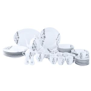 Royalford 49Pcs Floria Dinner Set - Porcelain - White