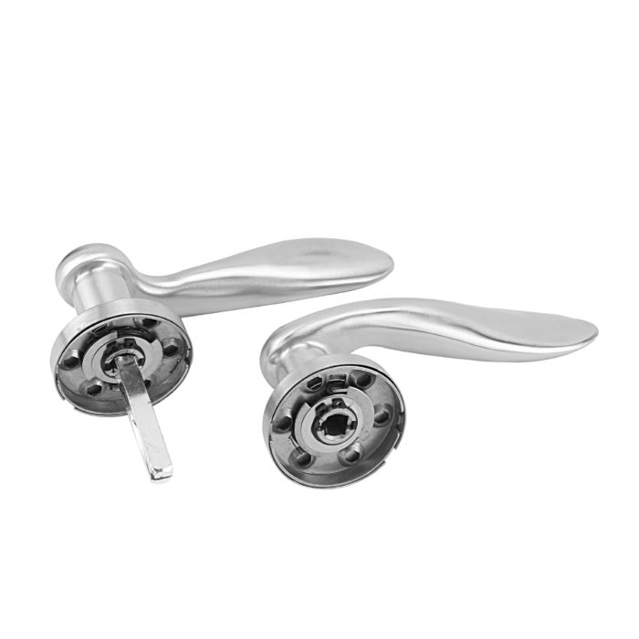 Geepas Mortise Rosette Hollow Lever Handle -Door Handles | Firm Grasp | Rotate Door Lock | Interior | Satin Nickel | 304 Stainless Steel | Premium Quality For All Internal Doors (Oval Curve Design)