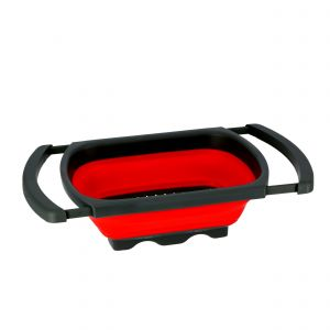 Royalford Collapsible Colander Over The Sink - Plastic - Red