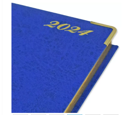 FIS Golden Executive Daily Diary 2024 (English) Blue - FSDI88EG24BL