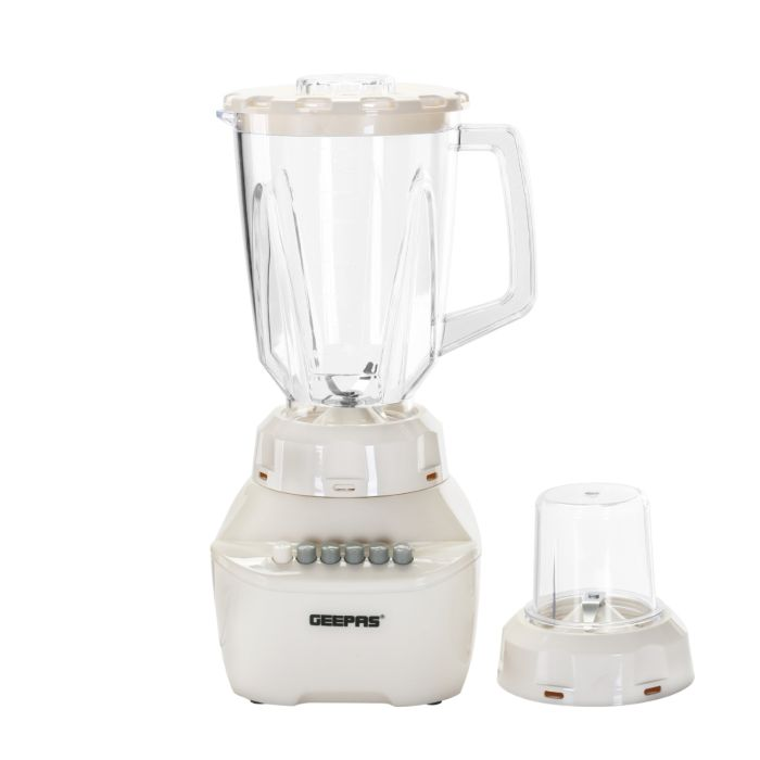 Geepas GSB5362 400W 2 In 1 Blender - Stainless Steel Blades, 4 Speed Control With Pulse | Over Heat Protection| Chopper, Coffee Grinder & Smoothie Maker