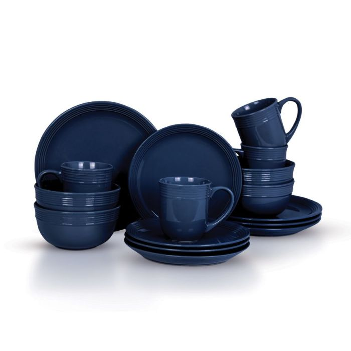 Royalford 16 Piece Stoneware Dinner Set- RF11262| Includes Dinner Plates, Salad Plates, Salad Bowls And Mugs| Dishwasher-Safe, Microwave-Safe And Freezer-Safe| Eco-Friendly And Food-Grade| Blue