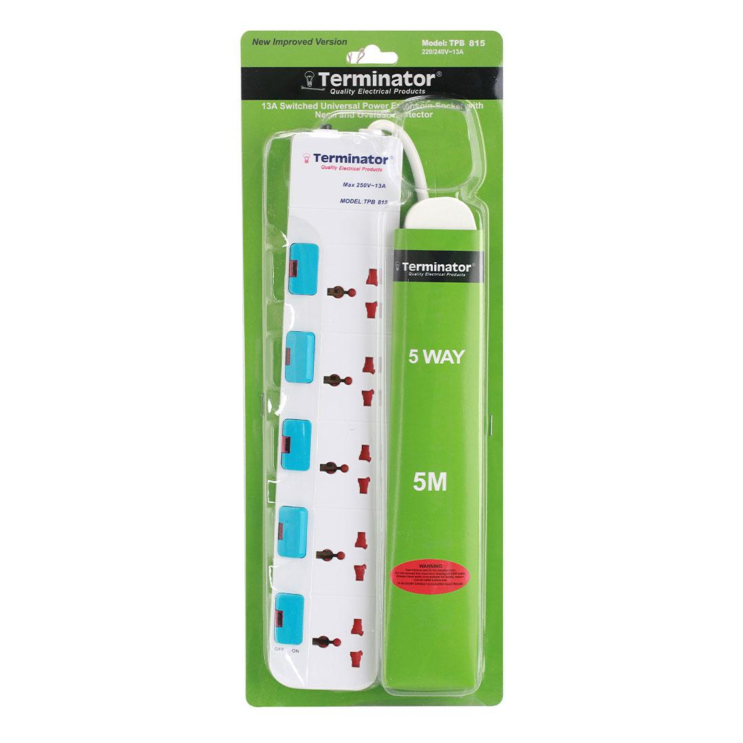 5 Way Universal Power Extension Socket 5M Cable 13A