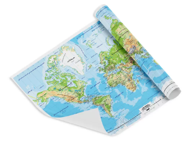FIS "WORLD" Wall Map with Glossy Lamination, Arabic Language, Size 70x100cm, Printed in Multicolour - FSMA70X100AR