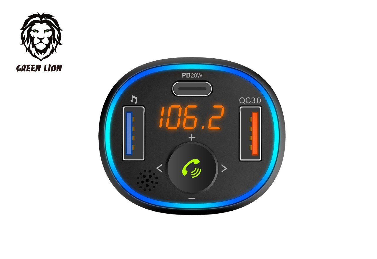 Green Wireless Hands-Free Car Kit with Built-In FM Transmitter