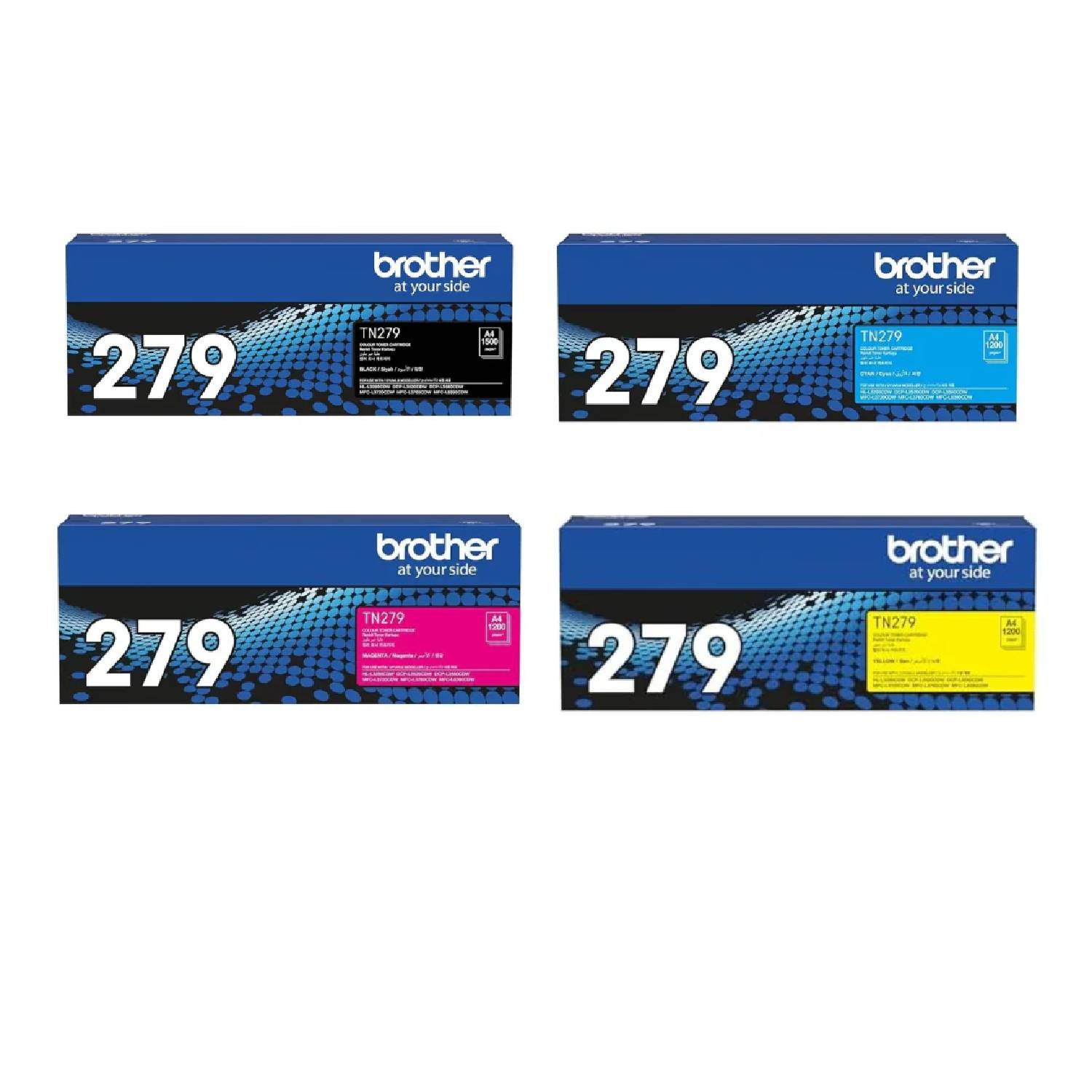 Brother TN279 Standard Yield Toner Cartridges (Black, Cyan, Magenta, Yellow)