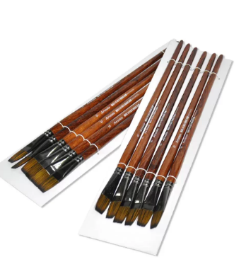 12-Piece Artmate Flat Shape Brush Long Wooden Handle - JIABSX101F-16