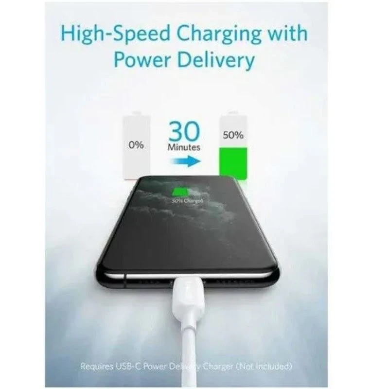 Anker Power Line III USB-C to Lightning 2.0 Cable 3ft - White