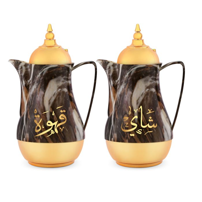 Double Wall 1 L+1 L 2 Pieces Marble Tea & Cawa Set RF9413 Royalford