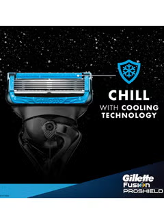 ProShield5, Chill razor Handle + 2 Blade Refills, Black/Grey/Blue