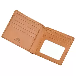 FIS Italian PU Bifold Design Wallets Polyurethane For Men, ID Card Window, 6 Card Slots, 2 Sideways Pockets, Divided Bill Compartments, Brown Colour, Closed Size 100 x 105 mm - FSPQBRD2