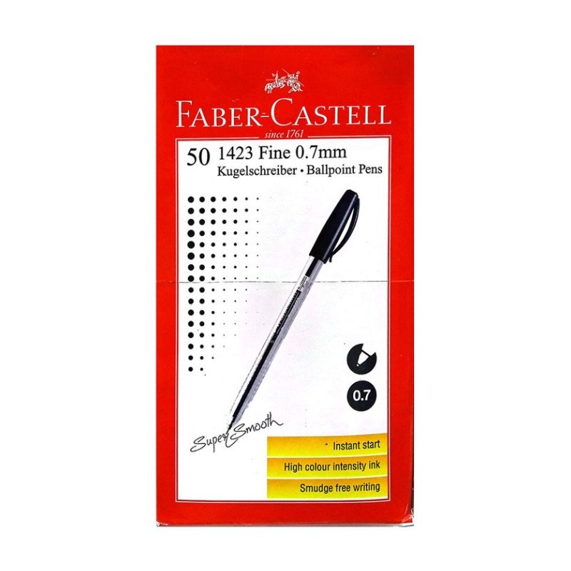 Faber Castell 1423 Ballpen 0.7mm Black 50 Pcs-Box