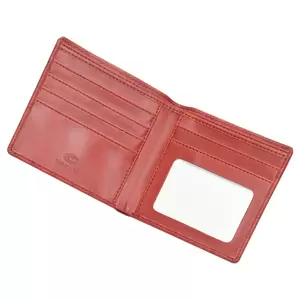 FIS Italian PU Bifold Design Wallets Polyurethane For Men, ID Card Window, 6 Card Slots, 2 Sideways Pockets, Divided Bill Compartments, Maroon Colour, Closed Size 100 x 105 mm - FSPQMRD2