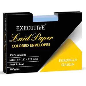FIS Executive Laid Paper Envelopes Peel & Seal, Pack of 25 Pcs. Blue Color, C5 (162 x 229 mm) Size, 100 GSM - FSEE1026PBLB25