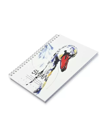 FIS Pack Of 5 Spiral Hard Cover Notebook, 96 Sheets A5 Swan Design 2 -FSNBSHCA596-SWA2