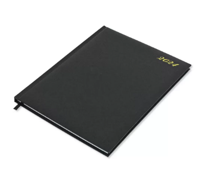FIS Executive Diary 2024 English/French (1-Week at a glance) Vinyl, 1-Side Padded, Cover, Black - FSDI34E24BK