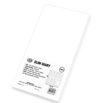 FIS 2023 Slim Diary Italian PU Round Corner (English) Sewn Cover Black - FSDI58E23BK