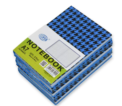 Pack of 5 Pieces PVC Soft Cover Square Lines Notebook Blue/Black