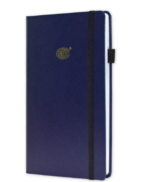 FIS Budget Planner with Elastic Pen Loop, Vinyl, Size A5, White Paper, 100 GSM, 128 Pages, Hard Cover, Round Corners, Colour Blue - FSORA5BPLANVBL