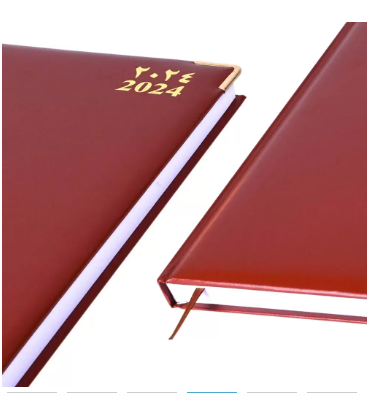 FIS A4 Diary 2024 Arabic/English (Golden Corners) Brown - FSDI42AE24BR