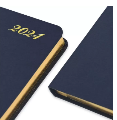 FIS Golden Bonded Leather Pocket Diary 2024 (English) Blue - FSDI10EGB24BL