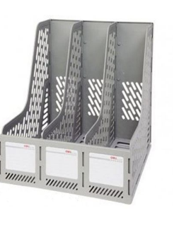 DELI 9845 MAGAZINE RACK PLASTIC 3 BLACK - GRAY COLUMN